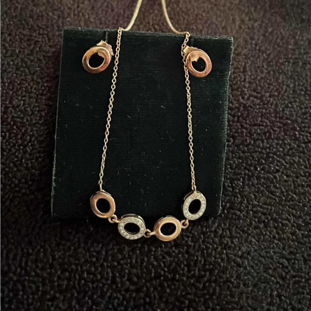 Chic Gold and Silver Women's Necklace and Earrings